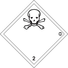Aluminium plate with hazard symbol No. 2.3 ‘Toxic gases’